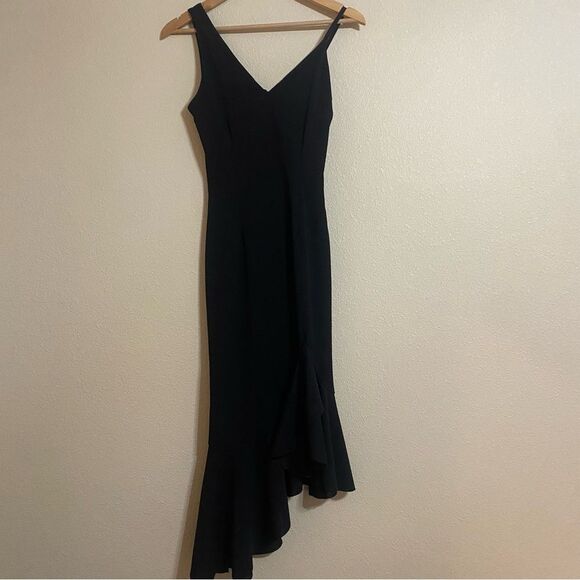 SAKS OFF FIFTH Asymmetric Slip Midi Dress in Black - Picture 4 of 6